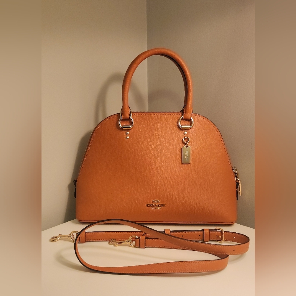 Coach Orange XGrain Katy Satchel Leather Handbag W/ Crossbody Strap